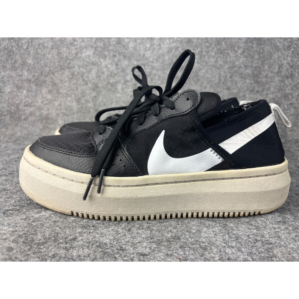 Nike Court Vision Alta Sneakers Womens 9 Black White Platform Shoes CW6536-001